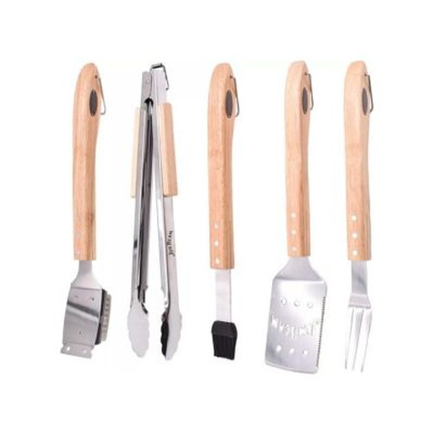 Set Parrillero 5 Piezas Mango Madera Jim Beam